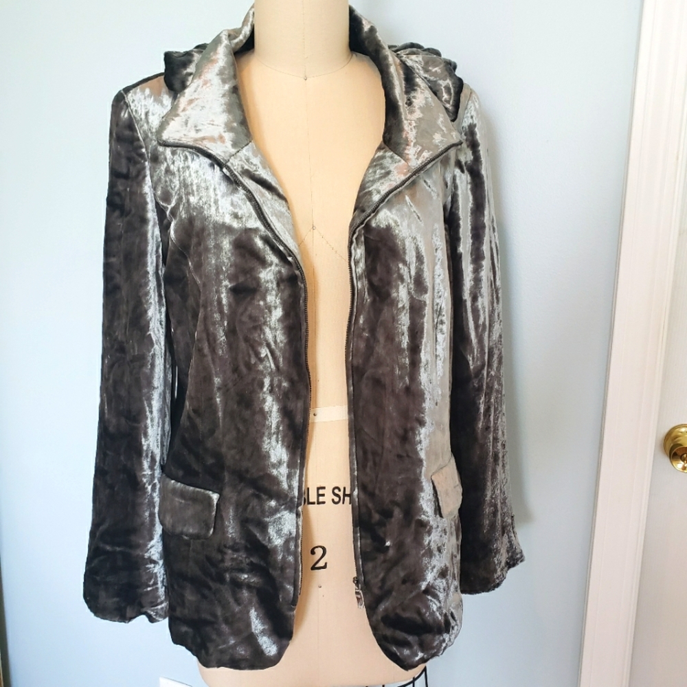 Dana Buchman 1930's Style  Silk Velvet Jacket, 10, Gray-green